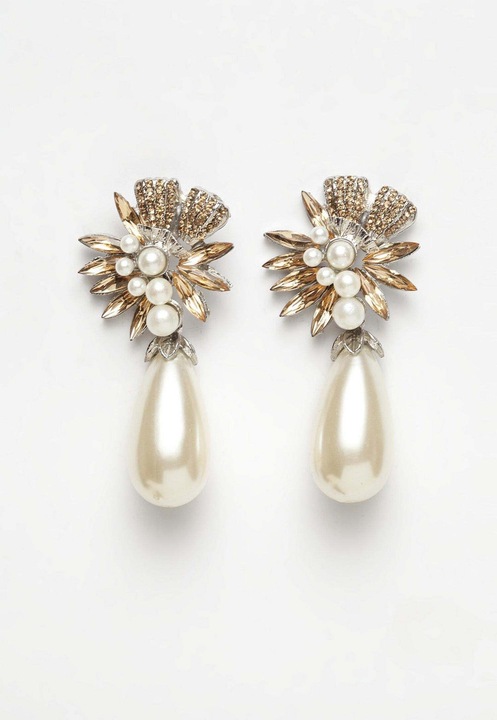 AVANT-GARDE PARIS, Cercei candelabru placati cu aur de 18K si perle sintetice, Auriu