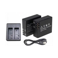 Baterie pentru camera sport, Set2 x baterii, 1Tech, baterie litiu-ion, baterie universala, 900mAh, 3,33Wh, negru