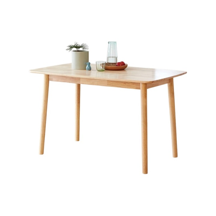 Masa lemn masiv, 130 cm, culoare lemn natural, esenta lemn cauciuc