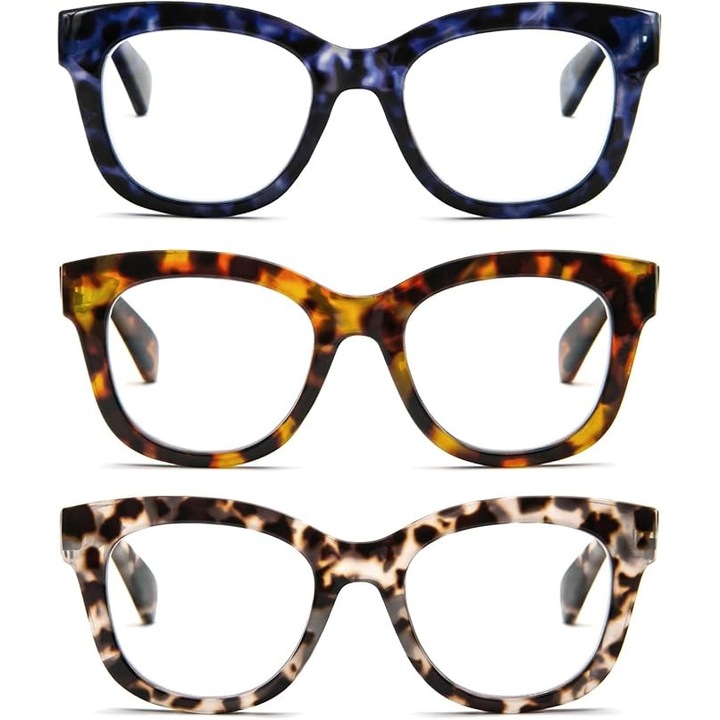 Okulary de citit si computer KoKoBin, set 3 buc, dioptrie +2.00, oversize, multicolor