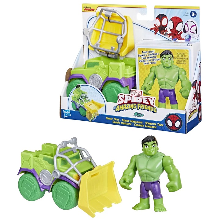 Figurina cu vehicul, Spidey and His Amazing Friends, Hulk
