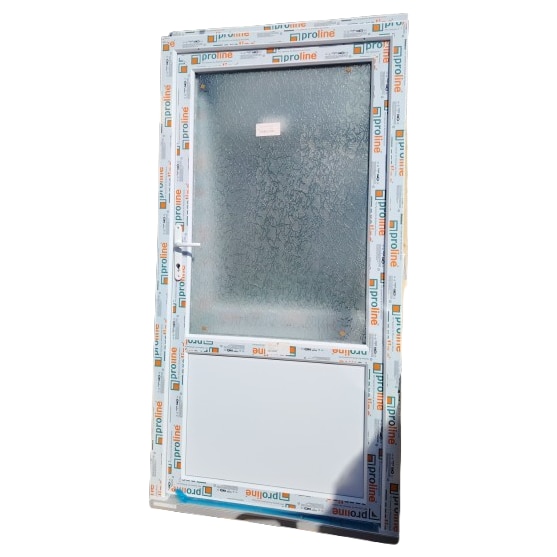 Usa PVC VIVA, sticla sablata, 880x200, ALB, balamale fixe, inchidere ...