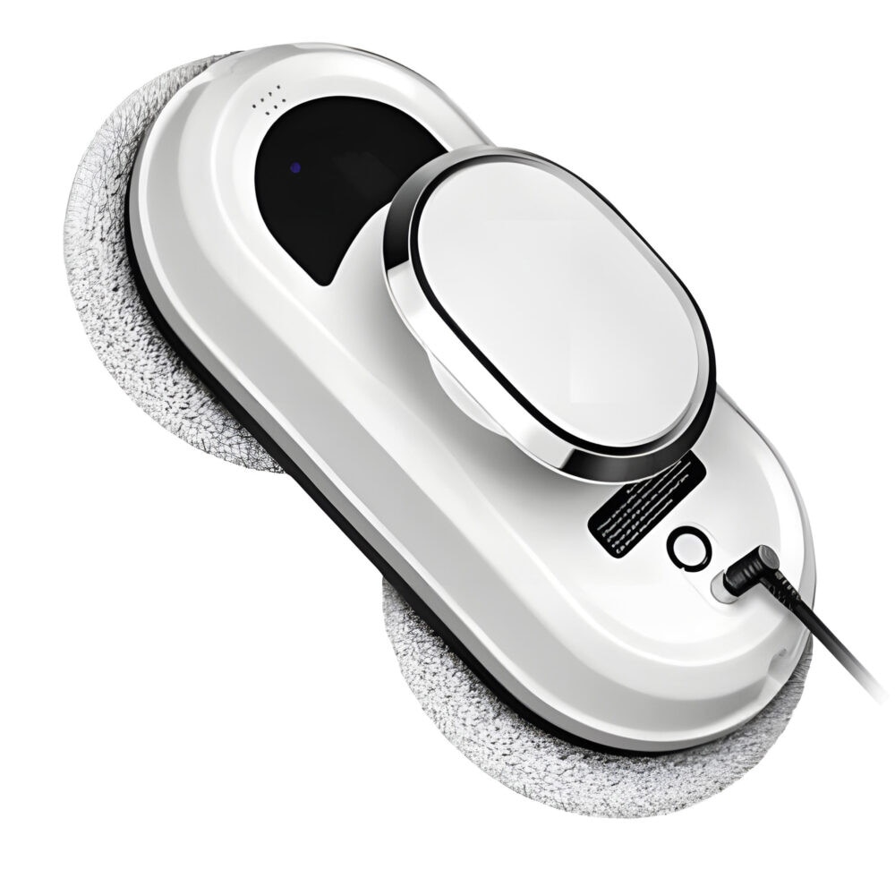 Robot inteligent pentru curatarea geamurilor, Zola, 5600 Pa, 10 lavete microfibra lavabile, 4 inele curatare, pulverizator, programare, telecomanda, alb
