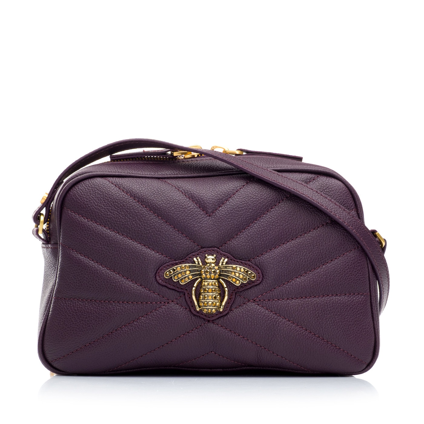Geanta de umar Musette Geanta NEW TASHA BEE, Piele naturala, mov - eMAG.ro