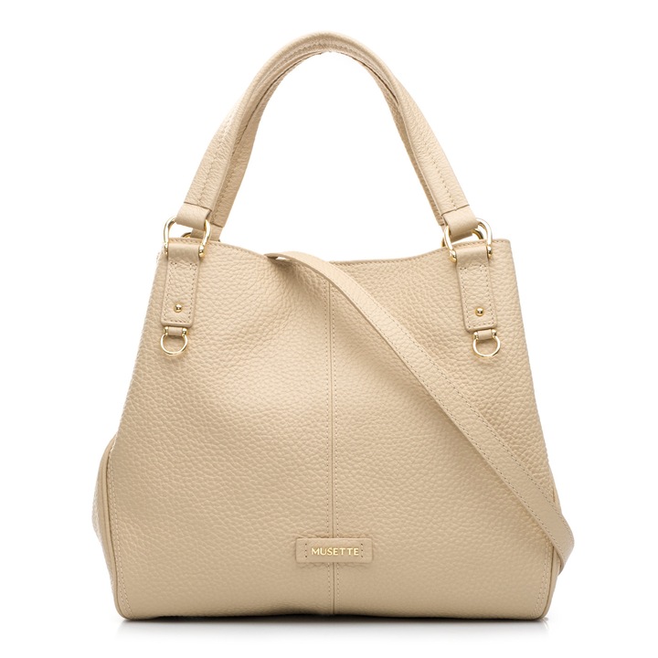 Geanta dama, Musette, ARNELA PM, Piele naturala, x x, Bej, 36 x 11 x 30 cm