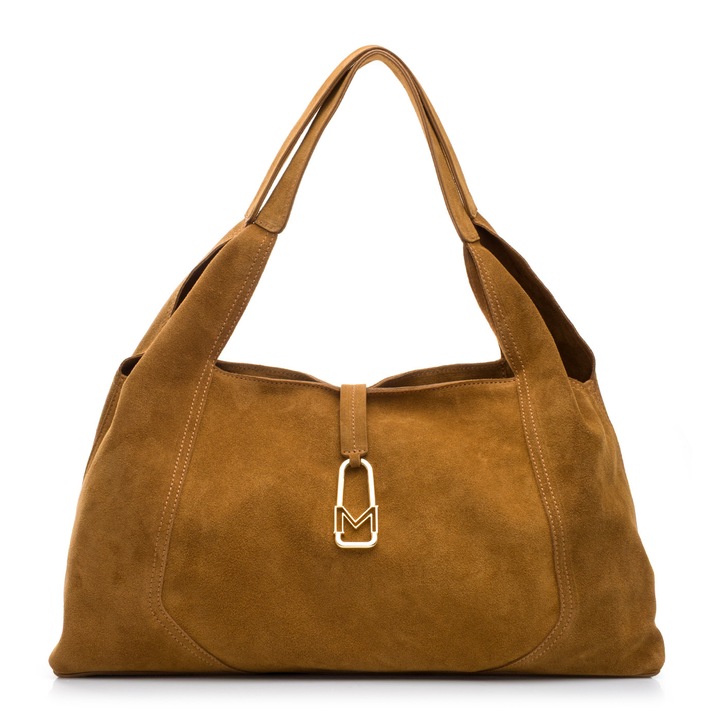 Geanta de umar Musette HILDE GM, Piele intoarsa