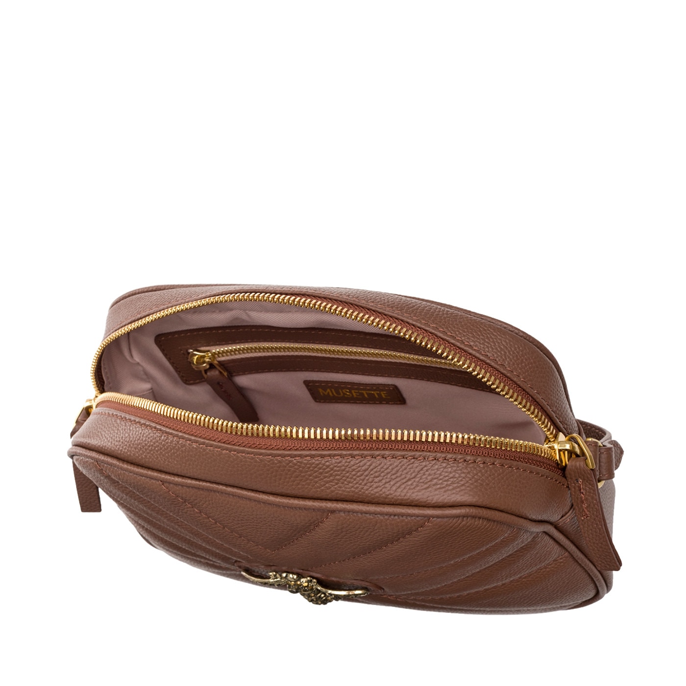 Geanta de umar Musette NEW TASHA BEE, piele naturala, maro, 26x6x17cm ...