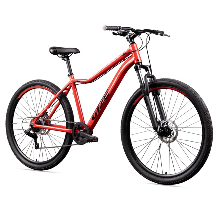 Bicicleta MTB pentru tineret Goetze Sigma 27 "5", cadru aluminiu 15"/17", furca cu suspensie 60 mm, 7 viteze Shimano Tourney, pentru inaltime 135–178 cm