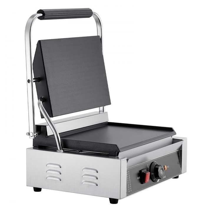 Elektromos grill, 2200W teljesítmény, rozsdamentes acél, hőmérséklet-szabályozással, zománcozott lap 34x23 cm