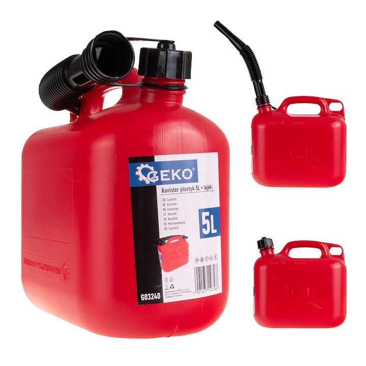 Canistra din plastic cu palnie, GEKO, 5 l