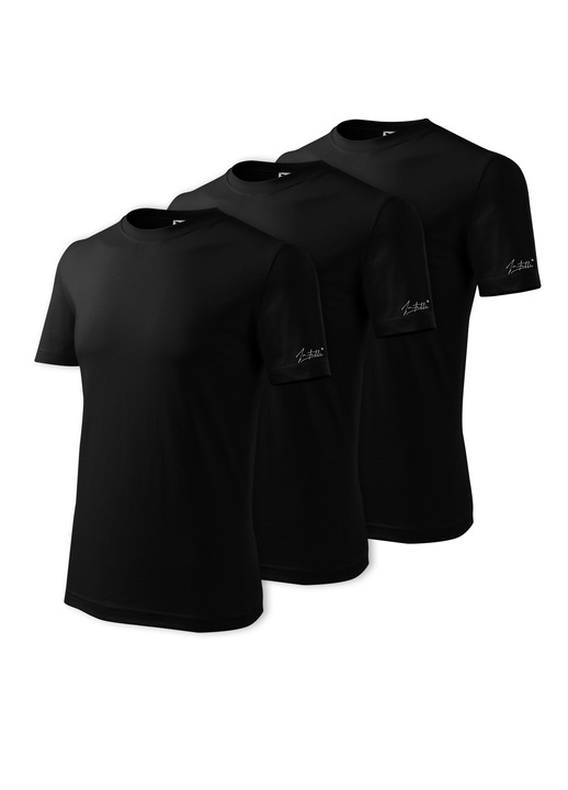Set 3 Tricou de barbati Simple, Elegant si Confortabil din Bumbac, Intelli®, Negru