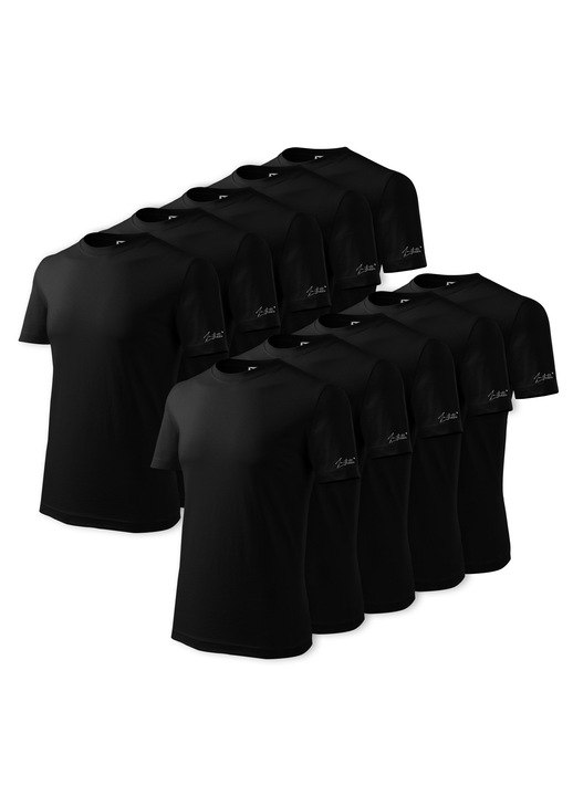10 darabos egyszerű, elegáns és kényelmes pamut férfi póló szett, Intelli®, Fekete
