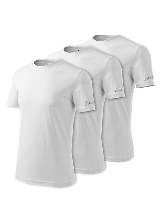Set 3 Tricou de barbati Simple, Elegant si Confortabil din Bumbac, Intelli®, Alb