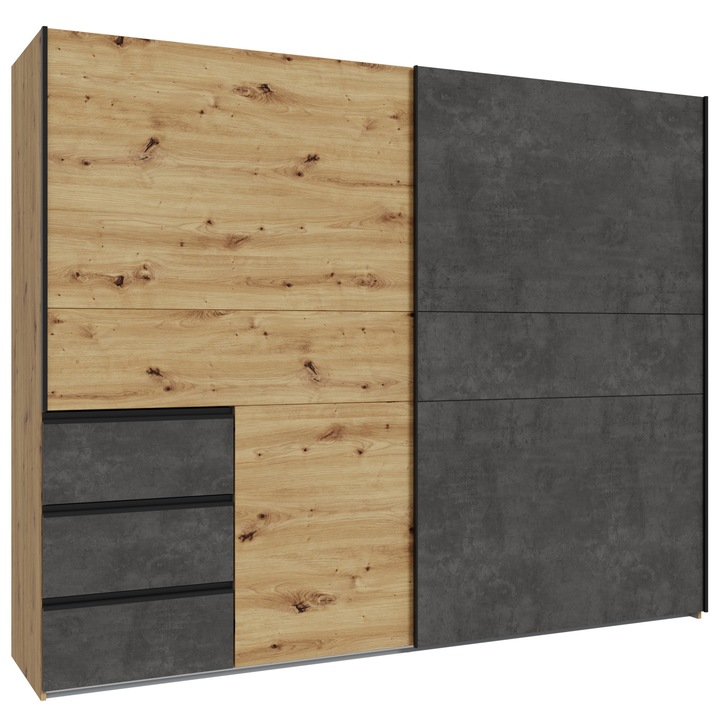 Dulap Casa Vital WINN, două uși glisante, negru/stejar, 63x45cm