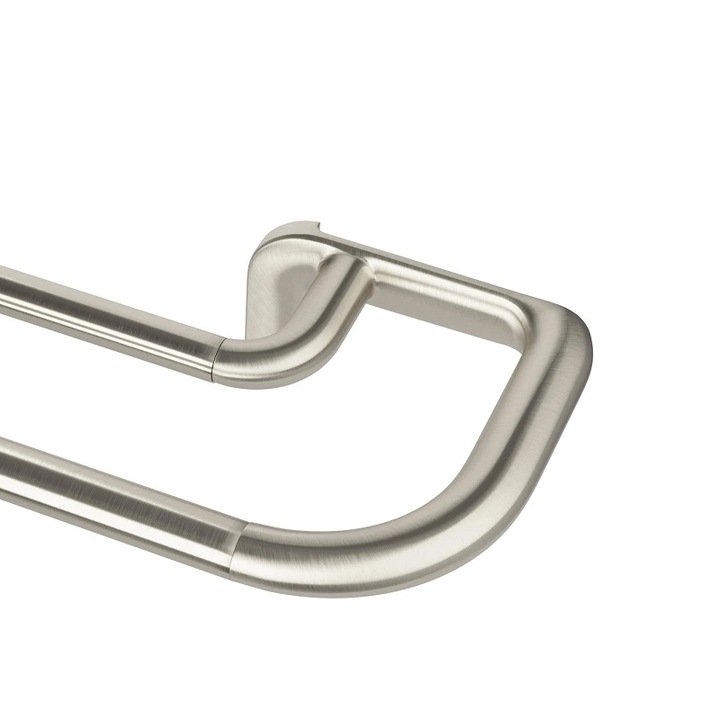 Galerie dubla de perdea, Umbra, extensibila 76-213 cm, otel, argintiu