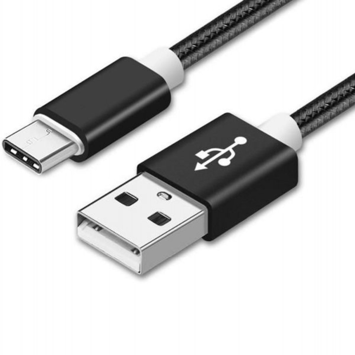 Cablu de date si incarcare USB la Type-C, Reekin, 2A, 1m, Negru
