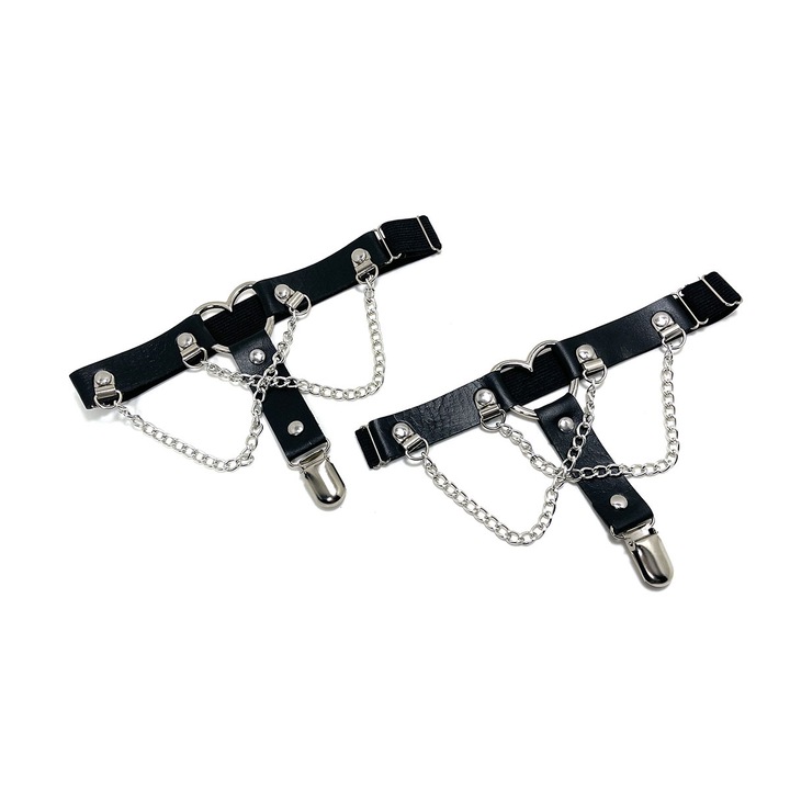 Clipuri anti-rid si anti-alunecare pentru camasa, forma de inima, set 1 pereche, negru