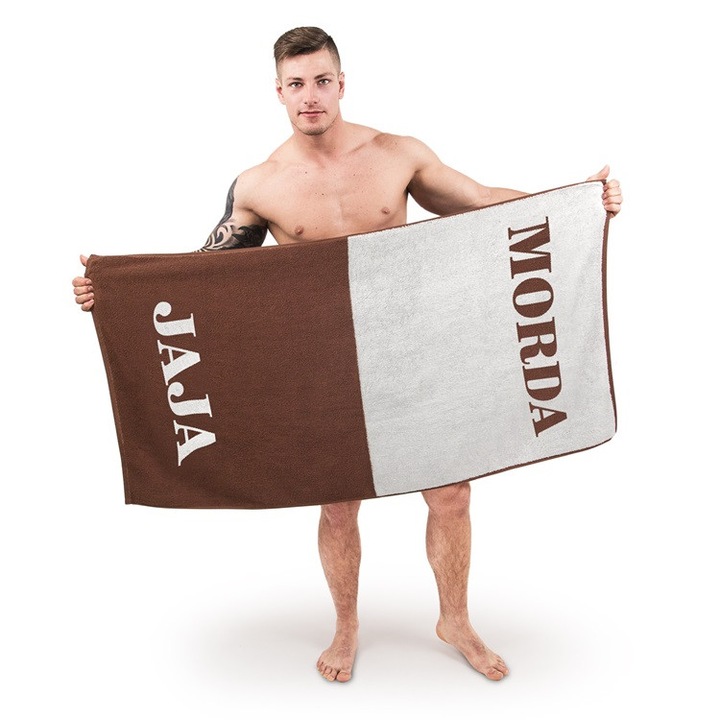 Prosop, Morda-Jaja, 70 x 140 cm, 100% bumbac egiptean, 500g/m2, moale, fara alergeni, mare, amuzant, perfect pentru un cadou, multicolor