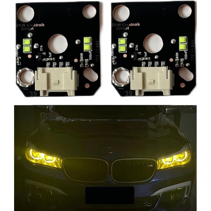 Set module Galbene CSL Style Angel Eyes DRL BMW Seria 7 G11, G12 2014-2019 - 63117440361, 7440361