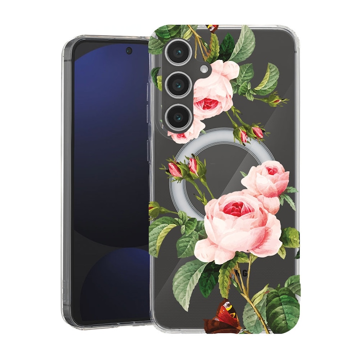 BestCase® Husa pentru Samsung Galaxy A55 cu Design Rose, Mag Anti Shock TPU, Tehnologie MagSafe, Reinforced 4 Corners, 2087010 MAS 172