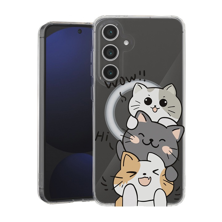 BestCase® Husa pentru Samsung Galaxy A55 cu Design Cat Wow, Mag Anti Shock TPU, Tehnologie MagSafe, Reinforced 4 Corners, 2087010 MAS 1855