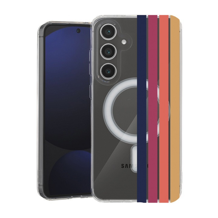 BestCase® Husa pentru Samsung Galaxy A55 cu Design Retro Lines, Mag Anti Shock TPU, Tehnologie MagSafe, Reinforced 4 Corners, 2087010 MAS 1478