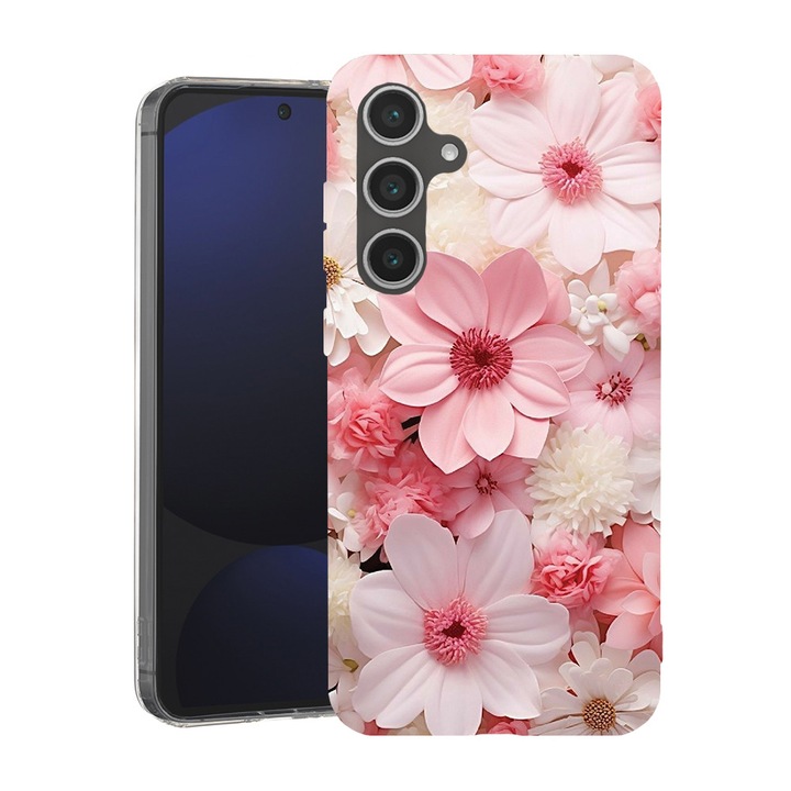BestCase® Husa pentru Samsung Galaxy A55 cu Design Pink And White Daisy, Mag Anti Shock TPU, Tehnologie MagSafe, Reinforced 4 Corners, 2087010 MAS 1145