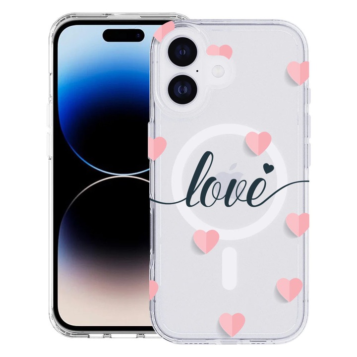 BestCase® Tok Apple iPhone 17-hez, Love Flying Hearts design, Mag Anti Shock TPU, MagSafe technológia, megerősített 4 sarok, 2087013 MAS 85