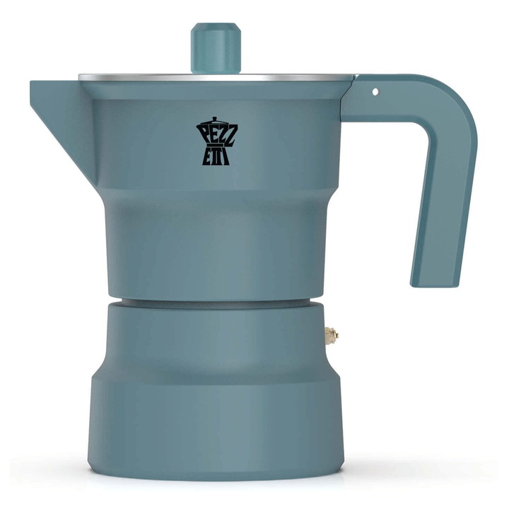Kávéfőző tűzhelyre Pezzetti SOLIDEXPRESS, 3 csésze, alumínium, 39x16.3x26cm, antik türkiz