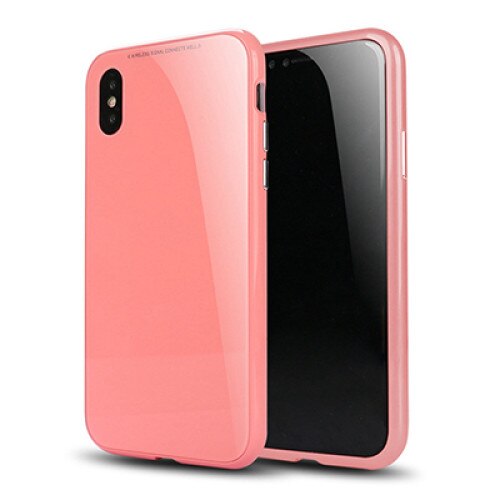 Husa 360 cu inchidere prindere Magnetica din Sticla Temperata Securizata pentru iPhone X XS 10 Pink, Roz
