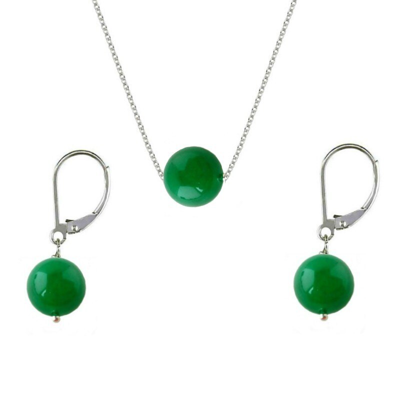 Set Argint cu Jad Natural Malaesian de 8 mm