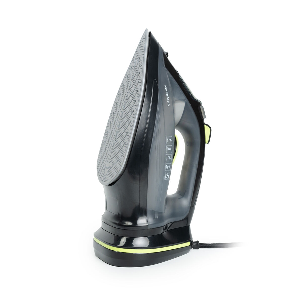 Fier de calcat cu aburi, InnovaGoods, Stiron, fara fir, negru-verde