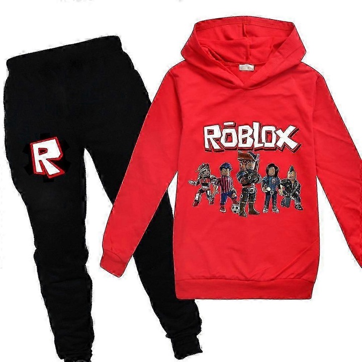 Set Trening copii, si Pantaloni Joggings, Roblox, Rosu Negru, Rosu/Negru