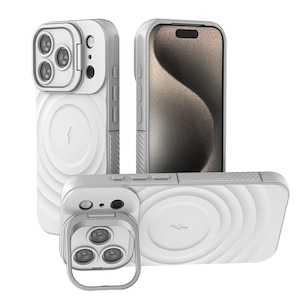 Husa pentru Apple iPhone 17 Pro, Suport Invizibil, Magsafe, Model Valuri, Protectie Antisoc, Textura Prietenoasa Cu Pielea, Alb