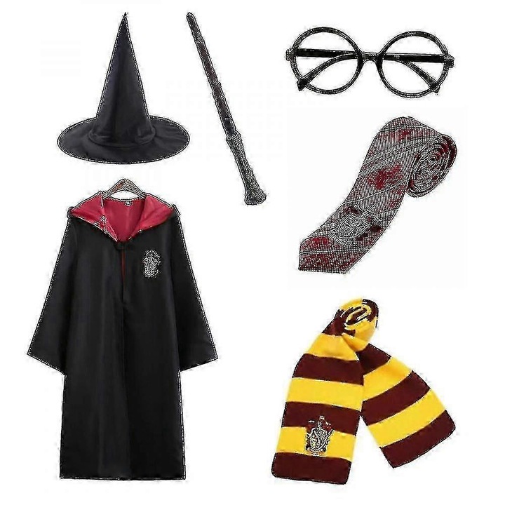 Costum de petrecere Harry Potter, set 6 piese, galben, dimensiune 155cm