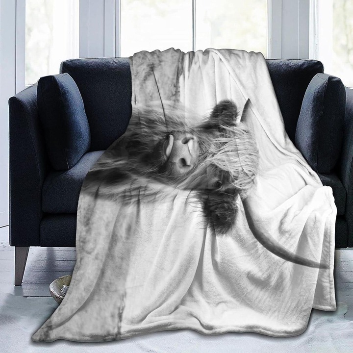 Patura din flanel, 50x40in, multicolor, usor, lavabil, pentru canapea sau pat