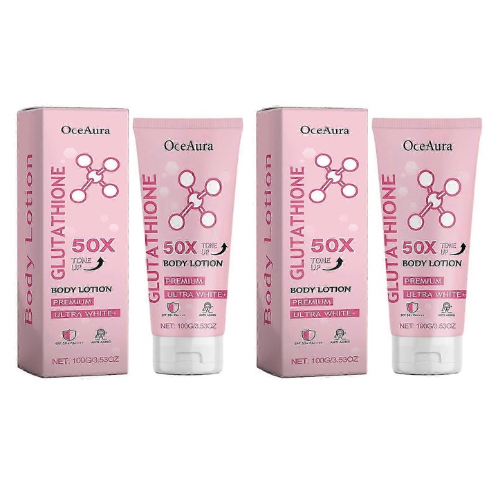 Glutation 50x testápoló, 2 db-os szett, világosító hatás, intenzív hidratálás, 5.5x3.7x16.2cm