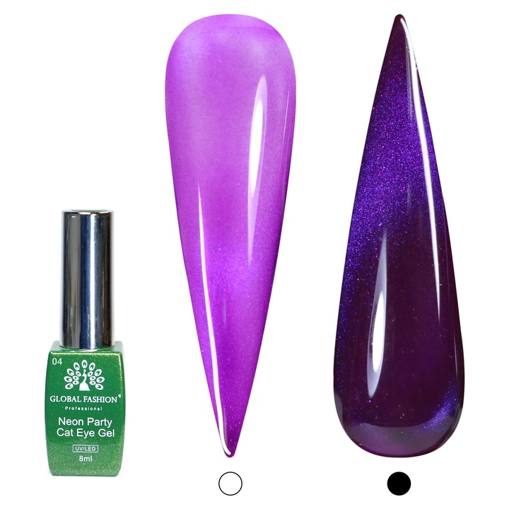 Oja semipermanenta Neon Party Cat Eye Global Fashion, 8ml, 004(FARA TPO)