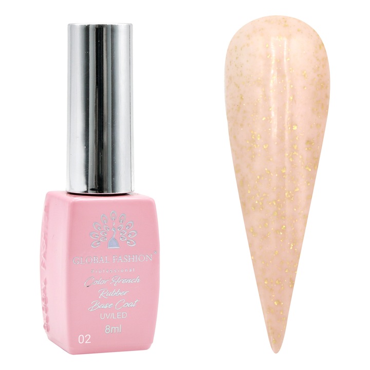 Oja semipermanentă, Global Fashion, Baza cauciucată Opal, 8 ml, Maro Crem