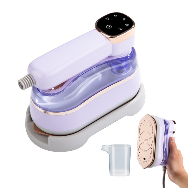 Fier de calcat cu aburi portabil 1400W 2-in-1 violet 180ml 10s incalzire rapida