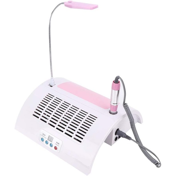 Manikűr-pedikűr készülék, 5 az 1-ben, porelszívóval, LED lámpával, támasztó párnával, 25.000 ford/perc