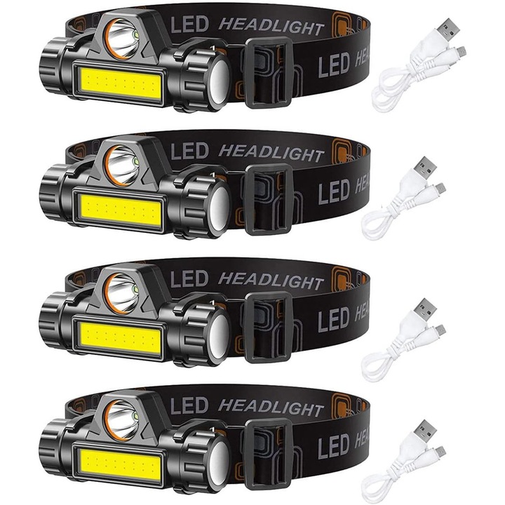 Акумулаторна LED лампа, комплект от 4 броя, 90° регулируема, водоустойчива IPX4, 1200mAh, 71гр