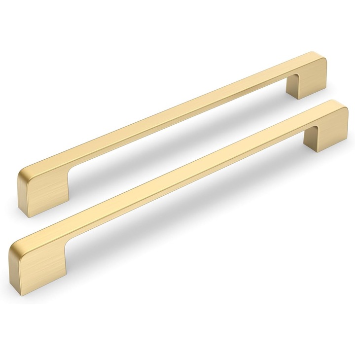 Set 10 manere de dulapuri 8 inch, aurie mat, din aliaj de zinc, 204x215x24mm