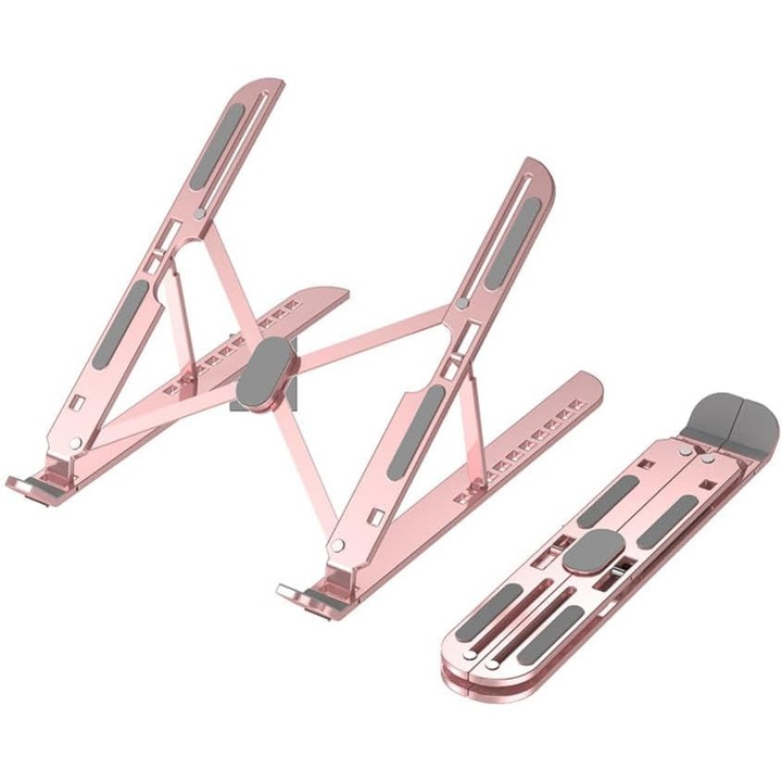 Suport laptop din aluminiu, ajustabil, pliabil, stabil, capacitate de incarcare mare, compatibil cu laptopuri de pana la 17 inch