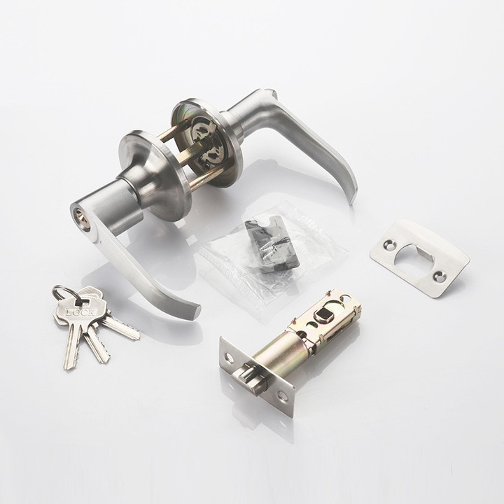 Kilincses zárkészlet, belső reteszelés, ezüst, 3.5x5cm, 6.5-7cm állítható