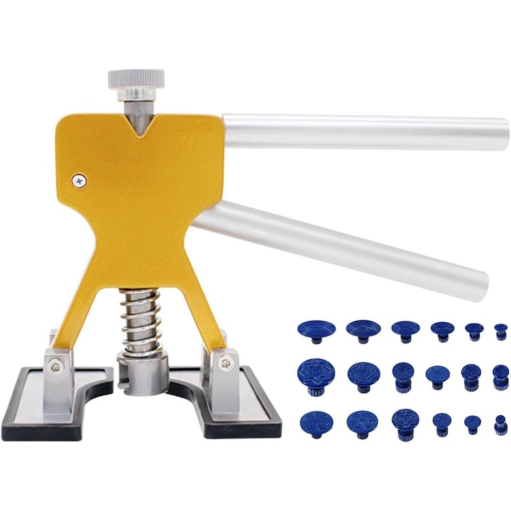 Kit de reparare a denivelarilor auto, 1 instrument de indepartare a denivelarilor, 18 cleme de diferite dimensiuni, metal, set