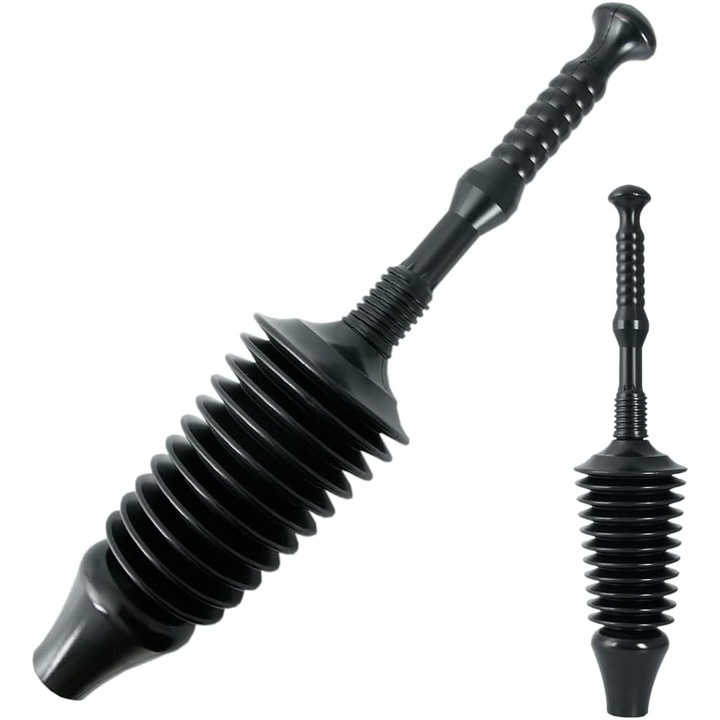 Pompa de toaleta cu design palnie, pentru desfundare toaleta, neagra