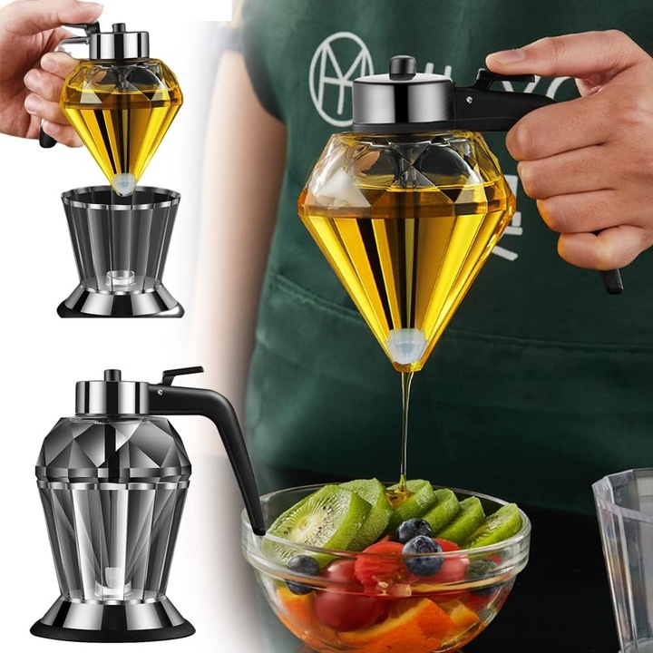 Dispenser pentru ulei de masline din sticla, set 2 bucati, forma de palnie, 200ml, multicolor