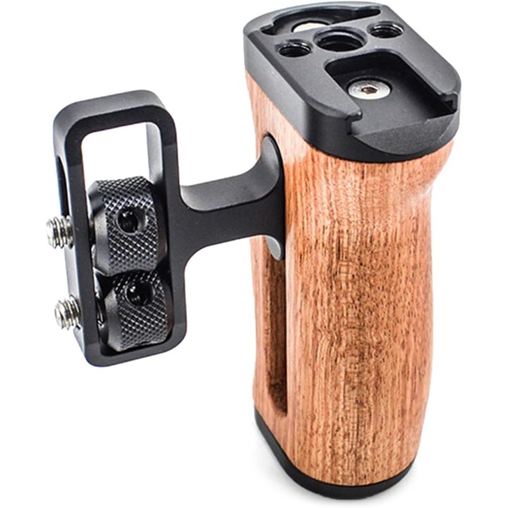 Дървена странична мини дръжка с монтаж ARRI, опора за DSLR камера, противоплъзгаща, удобна