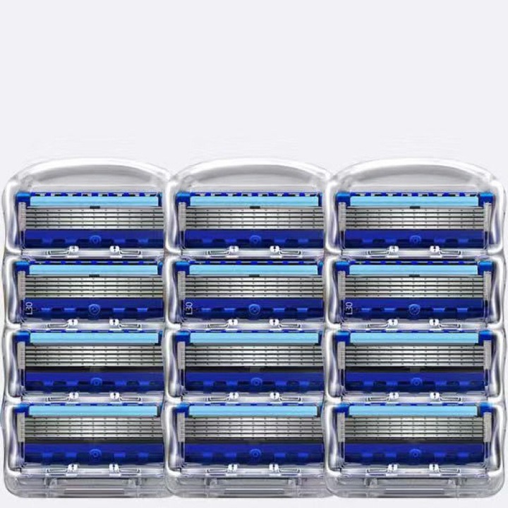 12 darabos borotvabetét készlet férfiaknak, Lubrastrip, 5 penge, kényelmes, kompatibilis a Gillette-tel